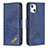 Leather Case Stands Fashionable Pattern Flip Cover L05 Holder for Apple iPhone 15 Blue