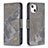 Leather Case Stands Fashionable Pattern Flip Cover L05 Holder for Apple iPhone 15 Gray