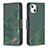 Leather Case Stands Fashionable Pattern Flip Cover L05 Holder for Apple iPhone 15 Green