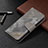 Leather Case Stands Fashionable Pattern Flip Cover L05 Holder for Apple iPhone 15 Pro Max Gray