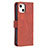 Leather Case Stands Fashionable Pattern Flip Cover L06 Holder for Apple iPhone 13 Mini Brown