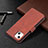 Leather Case Stands Fashionable Pattern Flip Cover L06 Holder for Apple iPhone 13 Mini Brown