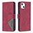 Leather Case Stands Fashionable Pattern Flip Cover L06 Holder for Apple iPhone 13 Red