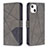 Leather Case Stands Fashionable Pattern Flip Cover L06 Holder for Apple iPhone 14 Gray