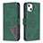 Leather Case Stands Fashionable Pattern Flip Cover L06 Holder for Apple iPhone 14 Green