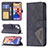 Leather Case Stands Fashionable Pattern Flip Cover L06 Holder for Apple iPhone 14 Plus Black