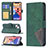 Leather Case Stands Fashionable Pattern Flip Cover L06 Holder for Apple iPhone 14 Plus Green