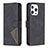 Leather Case Stands Fashionable Pattern Flip Cover L06 Holder for Apple iPhone 14 Pro Black