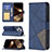 Leather Case Stands Fashionable Pattern Flip Cover L06 Holder for Apple iPhone 14 Pro Blue