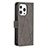 Leather Case Stands Fashionable Pattern Flip Cover L06 Holder for Apple iPhone 14 Pro Gray