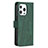 Leather Case Stands Fashionable Pattern Flip Cover L06 Holder for Apple iPhone 14 Pro Green