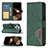 Leather Case Stands Fashionable Pattern Flip Cover L06 Holder for Apple iPhone 14 Pro Green