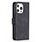 Leather Case Stands Fashionable Pattern Flip Cover L06 Holder for Apple iPhone 14 Pro Max Black