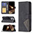 Leather Case Stands Fashionable Pattern Flip Cover L06 Holder for Apple iPhone 14 Pro Max Black