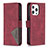 Leather Case Stands Fashionable Pattern Flip Cover L06 Holder for Apple iPhone 14 Pro Max Red