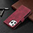 Leather Case Stands Fashionable Pattern Flip Cover L06 Holder for Apple iPhone 14 Pro Max Red