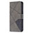 Leather Case Stands Fashionable Pattern Flip Cover L06 Holder for Apple iPhone 15 Gray