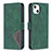 Leather Case Stands Fashionable Pattern Flip Cover L06 Holder for Apple iPhone 15 Green