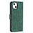 Leather Case Stands Fashionable Pattern Flip Cover L06 Holder for Apple iPhone 15 Green