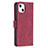 Leather Case Stands Fashionable Pattern Flip Cover L06 Holder for Apple iPhone 15 Plus Red