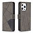 Leather Case Stands Fashionable Pattern Flip Cover L06 Holder for Apple iPhone 15 Pro Max Gray