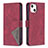 Leather Case Stands Fashionable Pattern Flip Cover L06 Holder for Apple iPhone 15 Red