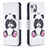 Leather Case Stands Fashionable Pattern Flip Cover L07 Holder for Apple iPhone 15 White