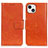 Leather Case Stands Flip Cover A02 Holder for Apple iPhone 14 Orange