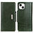 Leather Case Stands Flip Cover A03 Holder for Apple iPhone 15 Green