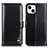 Leather Case Stands Flip Cover A04 Holder for Apple iPhone 15 Black