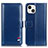 Leather Case Stands Flip Cover A04 Holder for Apple iPhone 15 Blue