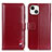 Leather Case Stands Flip Cover A04 Holder for Apple iPhone 15 Red