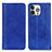 Leather Case Stands Flip Cover A08 Holder for Apple iPhone 14 Pro Blue