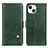 Leather Case Stands Flip Cover A09 Holder for Apple iPhone 14 Plus Green