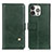 Leather Case Stands Flip Cover A09 Holder for Apple iPhone 14 Pro Green