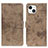 Leather Case Stands Flip Cover A10 Holder for Apple iPhone 14 Plus Khaki