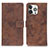 Leather Case Stands Flip Cover A10 Holder for Apple iPhone 14 Pro Max Brown