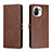 Leather Case Stands Flip Cover C03 Holder for Xiaomi Mi 11 Lite 5G NE Brown