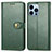 Leather Case Stands Flip Cover F01 Holder for Apple iPhone 14 Pro Green