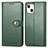 Leather Case Stands Flip Cover F01 Holder for Apple iPhone 15 Green