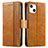 Leather Case Stands Flip Cover F03 Holder for Apple iPhone 15