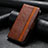 Leather Case Stands Flip Cover F04 Holder for Apple iPhone 14 Pro Brown