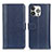 Leather Case Stands Flip Cover H02 Holder for Apple iPhone 14 Pro Blue