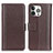 Leather Case Stands Flip Cover H02 Holder for Apple iPhone 14 Pro Max Brown