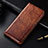 Leather Case Stands Flip Cover H03 Holder for Apple iPhone 15 Pro Max Brown