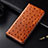 Leather Case Stands Flip Cover H06 Holder for Apple iPhone 15 Pro Max Orange