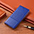 Leather Case Stands Flip Cover H09 Holder for Apple iPhone 16 Pro Blue