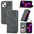 Leather Case Stands Flip Cover H30 Holder for Apple iPhone 13 Dark Gray