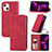 Leather Case Stands Flip Cover H30 Holder for Apple iPhone 13 Red