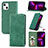 Leather Case Stands Flip Cover H30 Holder for Apple iPhone 14 Plus Green